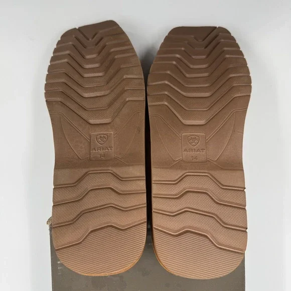 Ariat Mens Brown Leather Western Stitch Faux Fur Lined Scuff Slippers AR2842-200